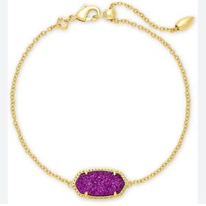 Kendra Scott Elaina Slide Bracelet Gold in Bright Plum Drusy